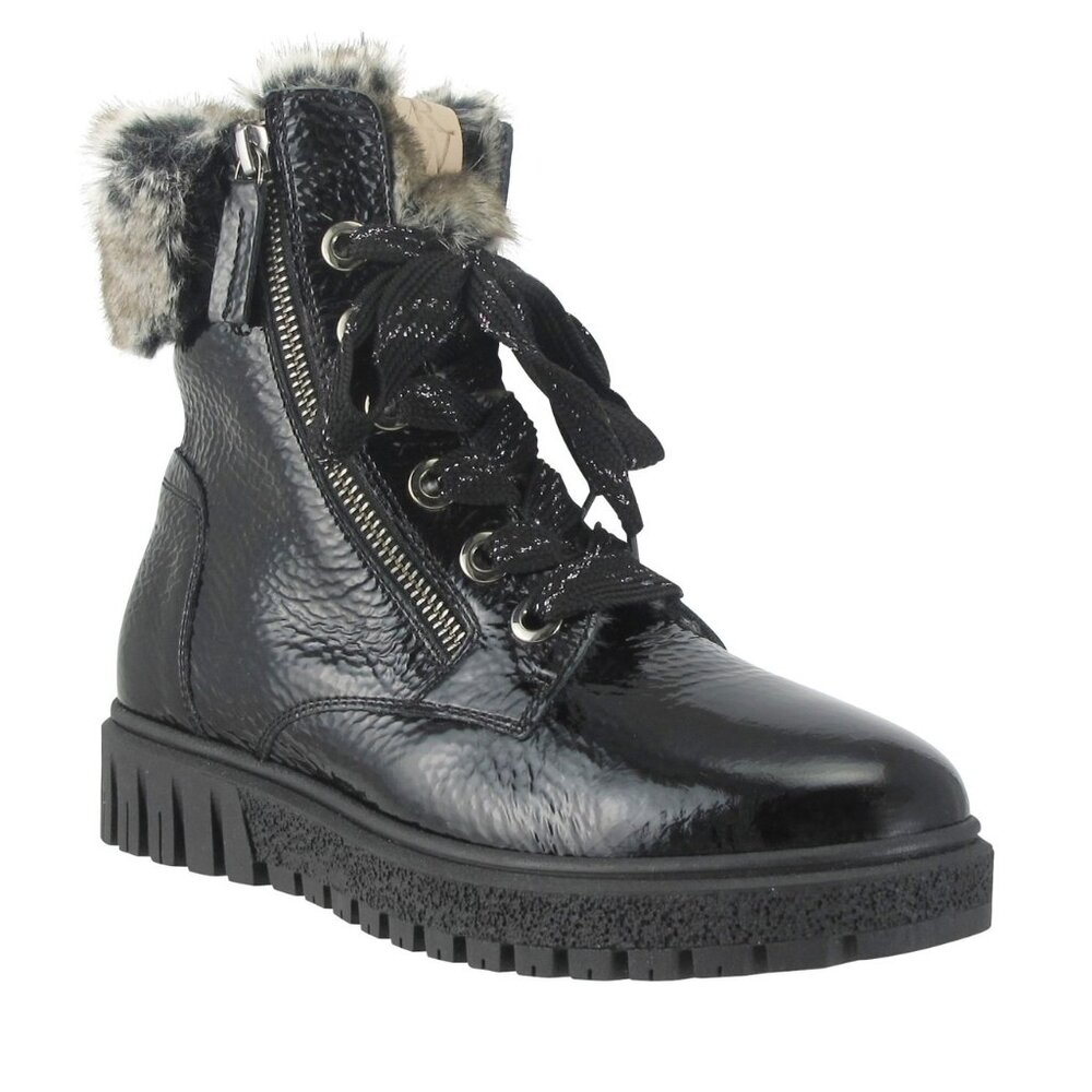 NEW RON WHITE “Isla” Waterproof Crinkled Leather Boots w/Faux Fur Lining–Size7.5